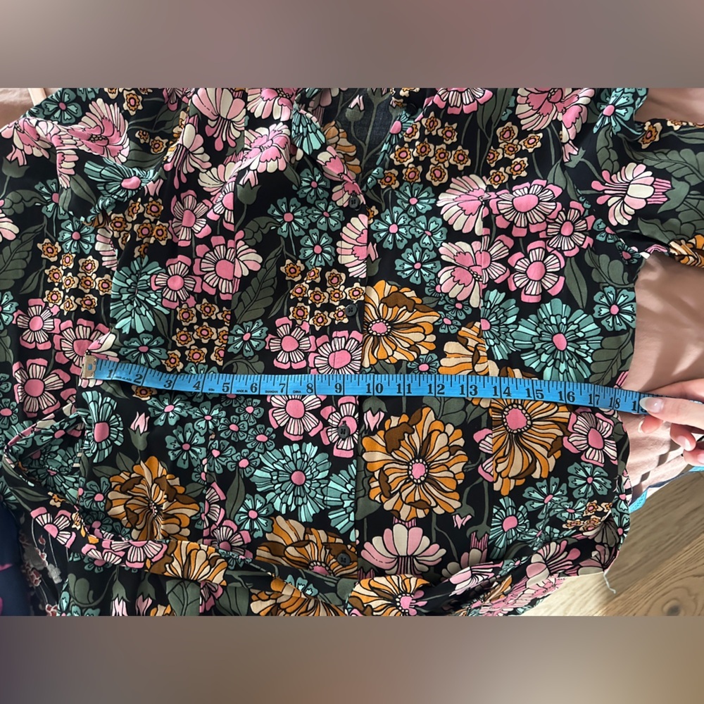 Monki Floral Tie-Waist Long Sleeve Dress Size M - Picture 8 of 10
